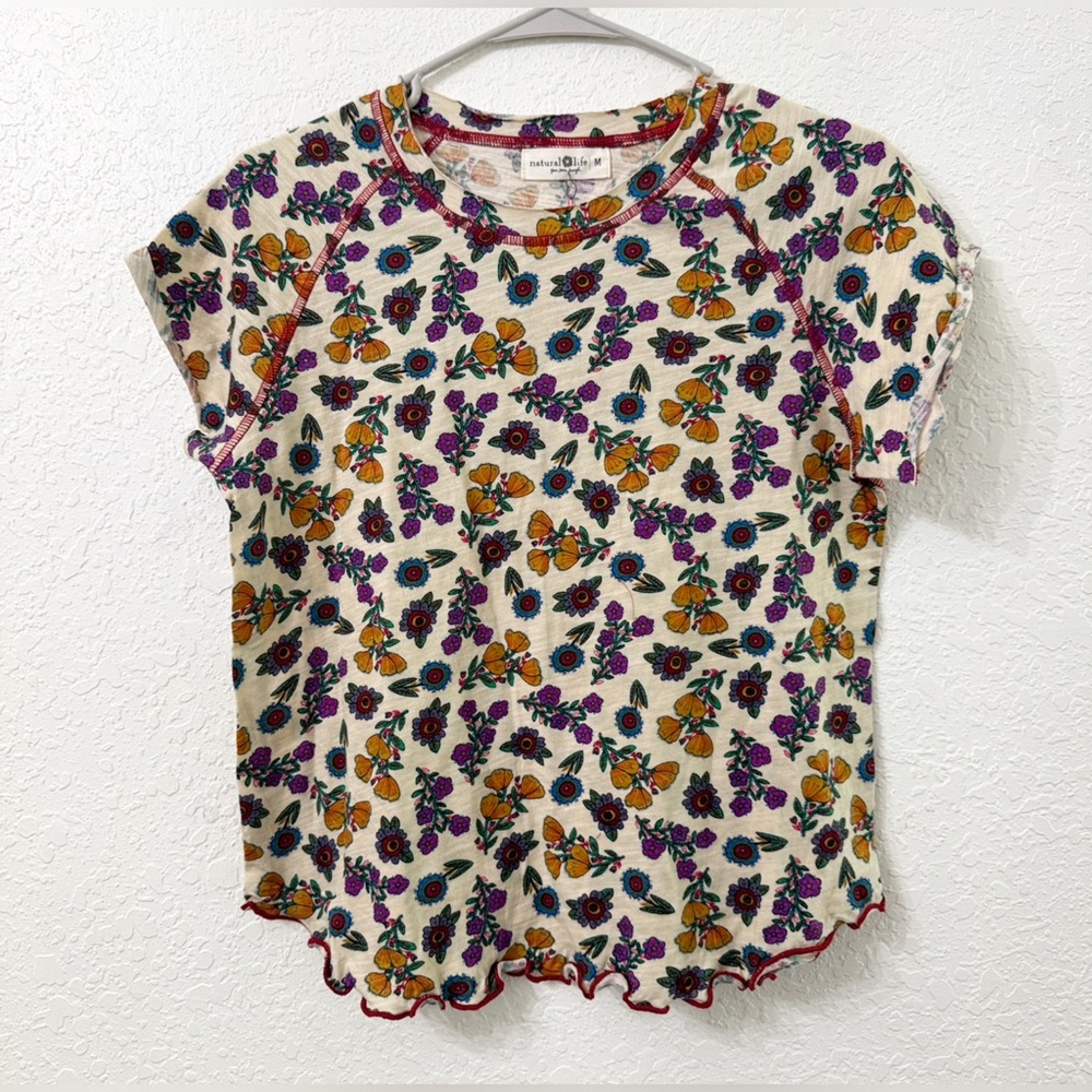 NWT Natural Life Lily Cotton Short Sleeve Tee Shirt Size Medium - Picture 2 of 11